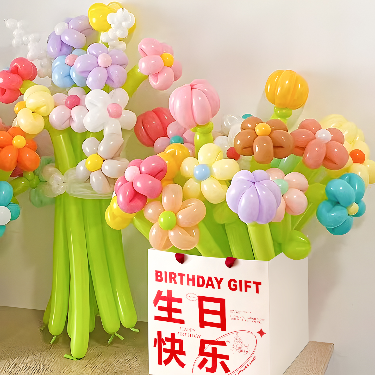 女孩生日布置网红气球花束DIY