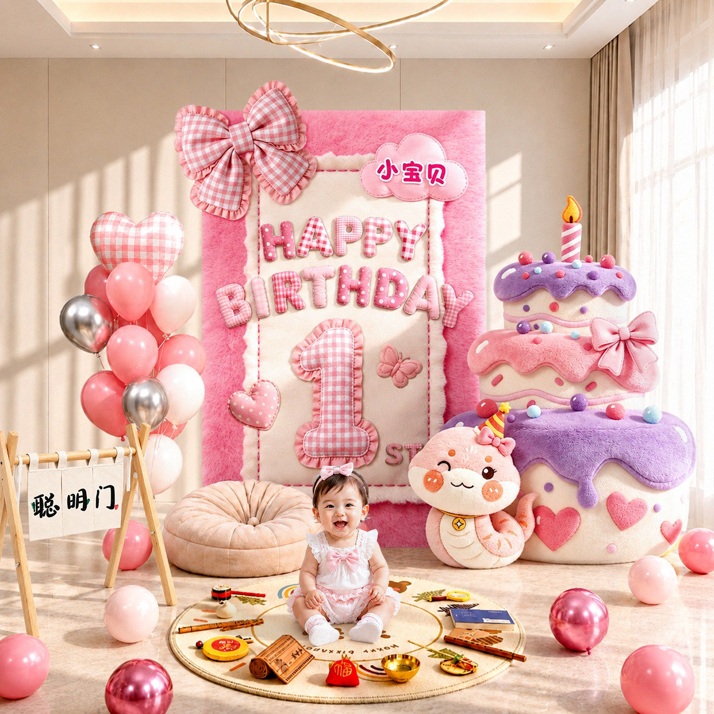 【当天发货】周岁生日装饰背景墙图片