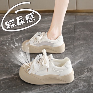 女透气薄款 网鞋 孕妇小白鞋 配裙子34码 潮 女鞋 镂空大头蘑菇板鞋 夏季