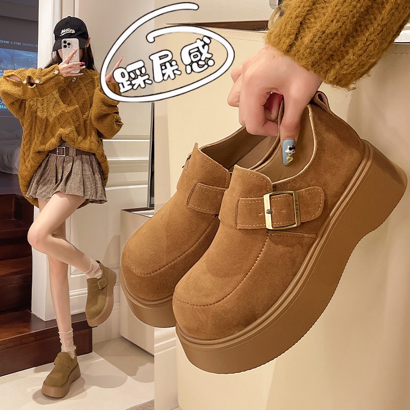 踩屎感厚底真皮勃肯鞋女2025春新款乐福单鞋34码一脚蹬孕妇博肯鞋