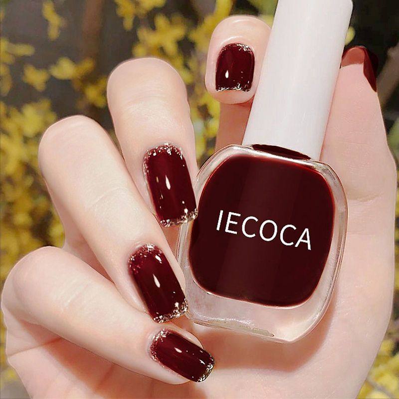 正品2024新款显白指甲油车厘子酒红免烤持久快干防水不掉色不可剥