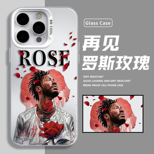 再见玫瑰罗斯手机壳适用于苹果15华为mate50篮球p60德里克iPhone16promax液态13小米14玻璃nova12/NBA/pura70