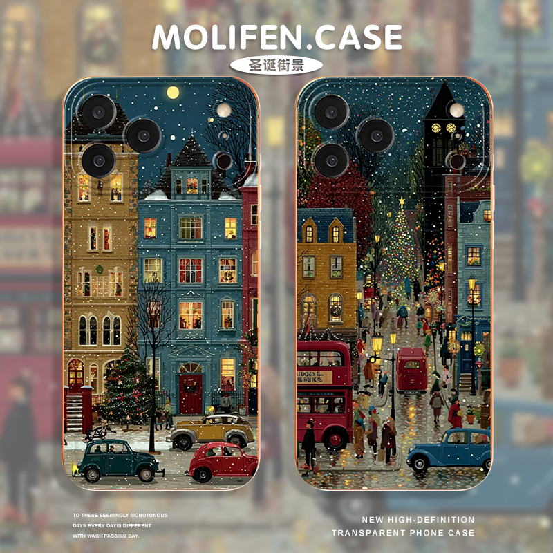圣诞节街景适用苹果17手机壳