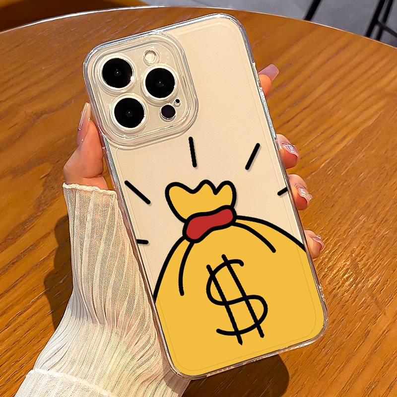 钱袋手机壳透明软壳发财暴富