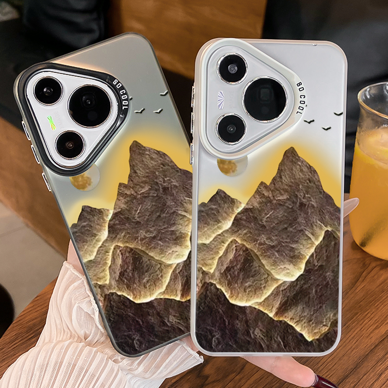 金色山脉手机壳适用于华为pura70pro新款p70风景mate60高级感p50超好看p40小众nova13创意p60彩银p30高级感14
