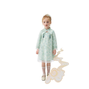 女童国风盘扣流苏新中式连衣裙春季2026新款女宝宝长袖公主裙童装