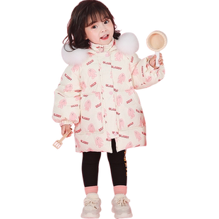 女童中长款羽绒服冬装2026新款儿童洋气女宝宝小童加厚外套冬季潮