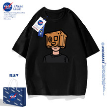 潮牌黑色短袖 NASA联名美式 潮 T恤男女宽松纯棉情侣体恤学生打底衫