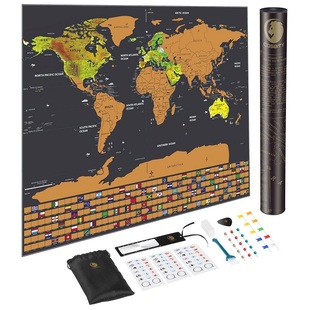 Colorful World Poster Scratch Off Map with Flags Child gift