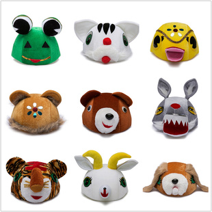 猫鸭羊狗猫熊猴狐狸老鼠虎狮熊猫灰狼龙演出头饰儿童演出帽子服装