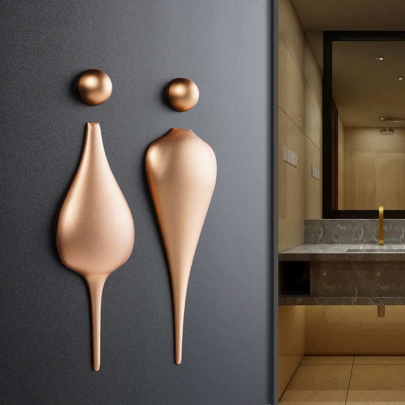 简约高档男女洗手间标识牌金属铝氧化男女卫生间标识牌酒店会所民宿公寓饭店包厢餐厅洗手间指示牌WC创意轻奢