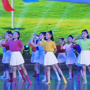 女童开场舞演出服青春活力舞蹈服儿童孩子的天空幼儿现代舞套装夏