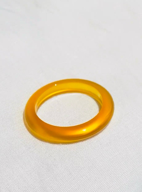黄玉髓戒指细款鸡油黄帝王黄戒指指环蜜蜡色素圈高级感转运旺财