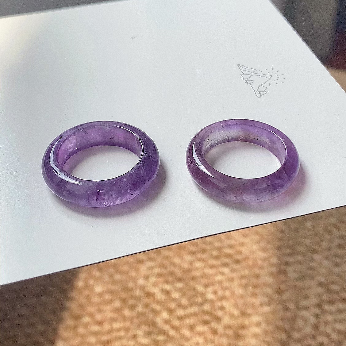 天然紫水晶戒指跑环指环戒圈男女款极简紫色宽条百搭素圈
