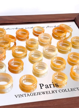 天然黄翡戒指女简约时尚高级感翡翠戒指素圈黄翡翠指环