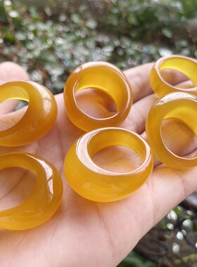 帝王黄玉髓鹅头扳指男士鸡油黄招财转运大扳指玉戒指环