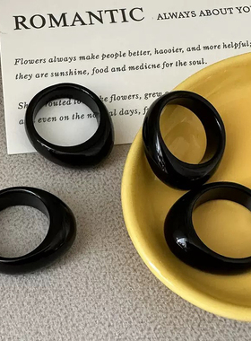 天然黑曜石戒指扳指转运聚财水滴戒指扳指黑曜石戒指黑色指环