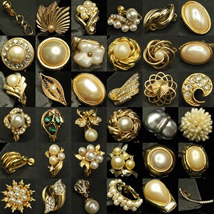 Ovintage西洋古董首饰KJL.CORO.1928.AVON.NAPIER珍珠单个耳夹合