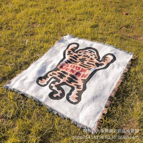 潮流卡通Human made沙发毯露营毯老虎午睡休闲毯野餐装饰布置毯