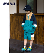 日系中大童外套套装 户外撞色运动网眼短裤 男童26春季 MANUKIDS童装