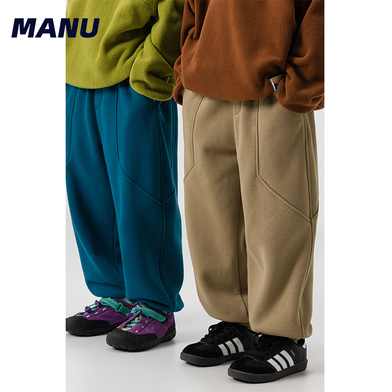 加绒山系纯色保暖休闲运动裤