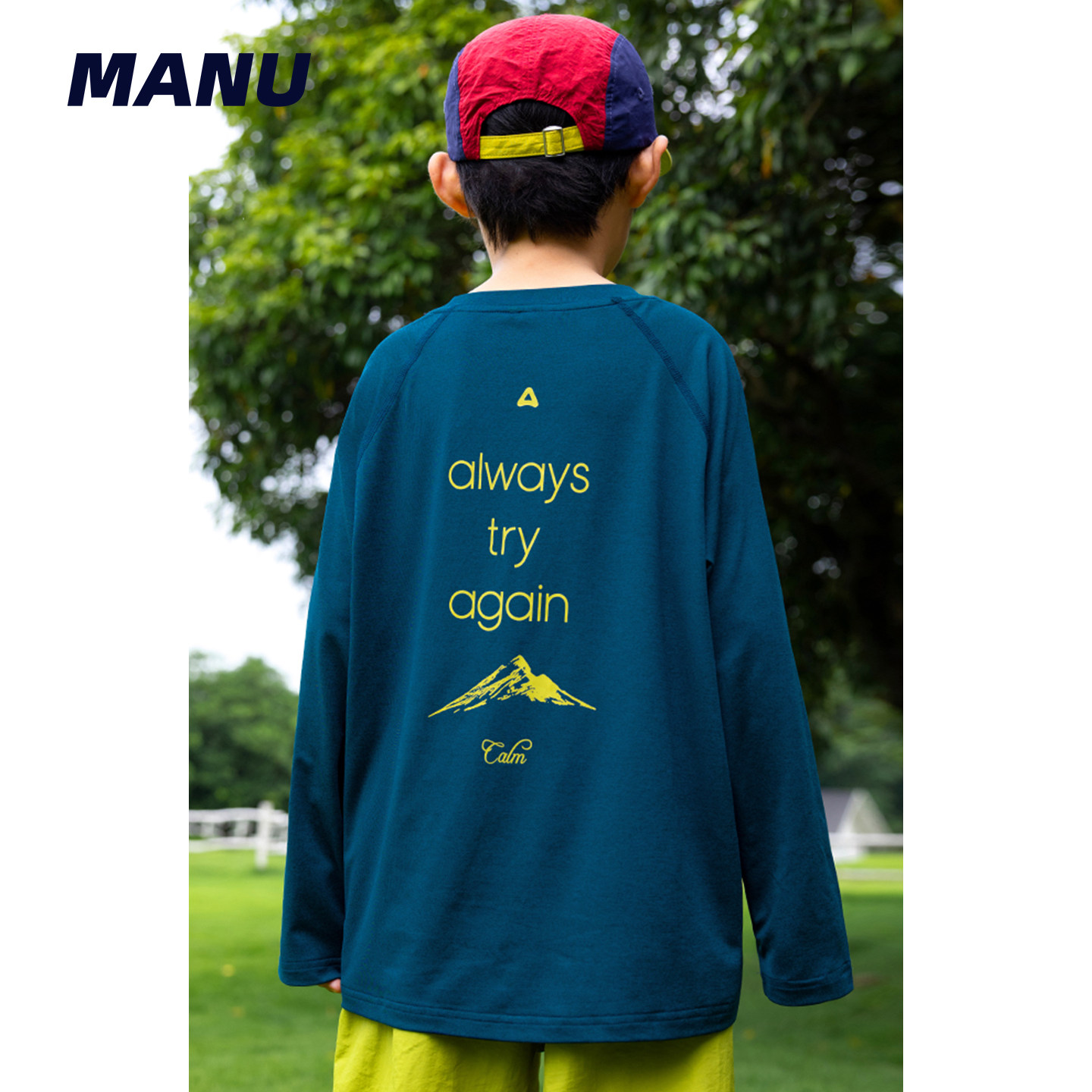 速干防晒 MANUKIDS童装男童26秋季山系户外卡通日系中大童长袖T恤