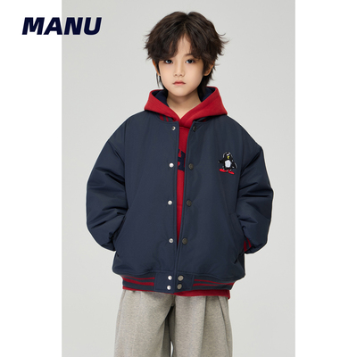 美式复古刺绣棒球加厚棉服外套