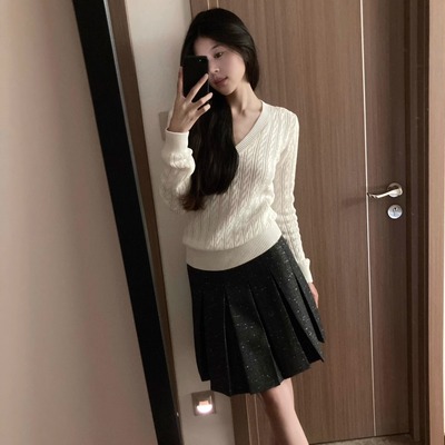 【现货速发】韩系慵懒感V领毛衣