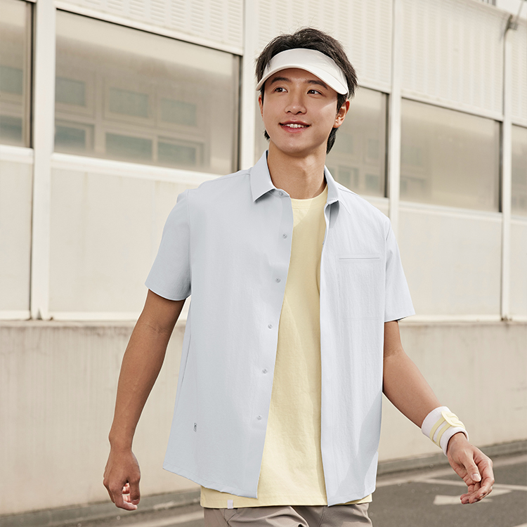 乔丹短袖衬衫男2025夏季新款凉感翻领t恤男士宽松休闲工装短袖男