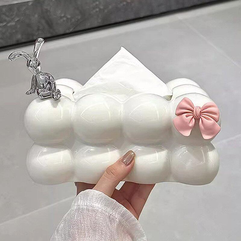 新品 ins风高颜值奶白球球纸巾盒 家用客厅桌面纸巾收纳盒餐巾纸