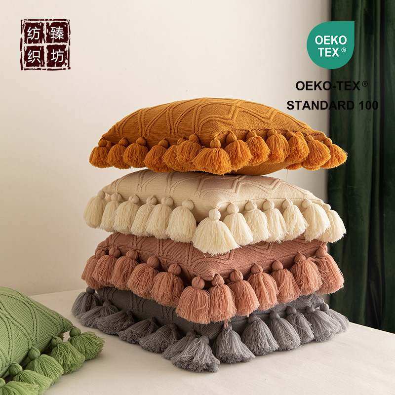 新品 ins波纹流苏针织抱枕汽车沙发椅靠垫家居软装配饰拍照道具,居家布艺,靠垫/抱枕,淘宝优惠券,粉丝福利购,淘宝优惠卷