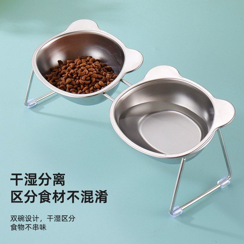 猫咪双碗狗食盆304二合一护吃饭食具宠物打翻喝水两用不锈钢颈防,宠物/宠物食品及用品,宠物智能碗,淘宝优惠券,粉丝福利购,淘宝优惠卷