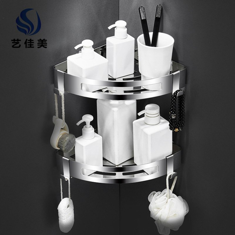 新款直销一件 304不锈钢浴室置物架 免打孔卫生间三角篮淋雨间置