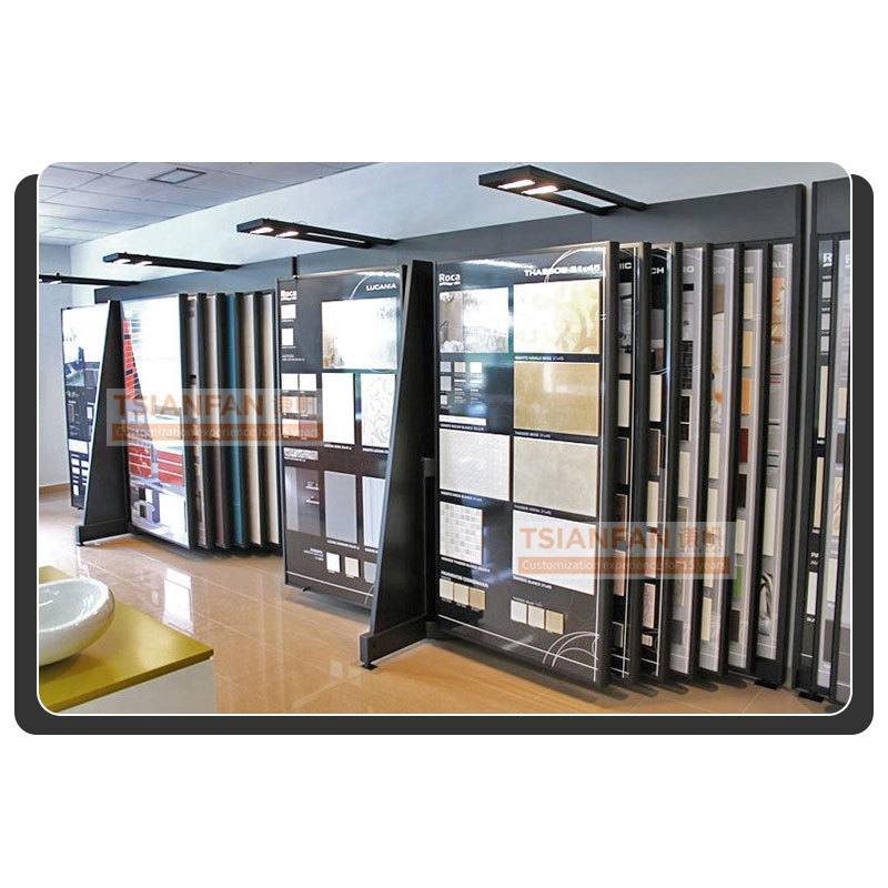 工厂热销石材花岗岩大理石石英石翻转式金属支架展厅瓷砖展示架