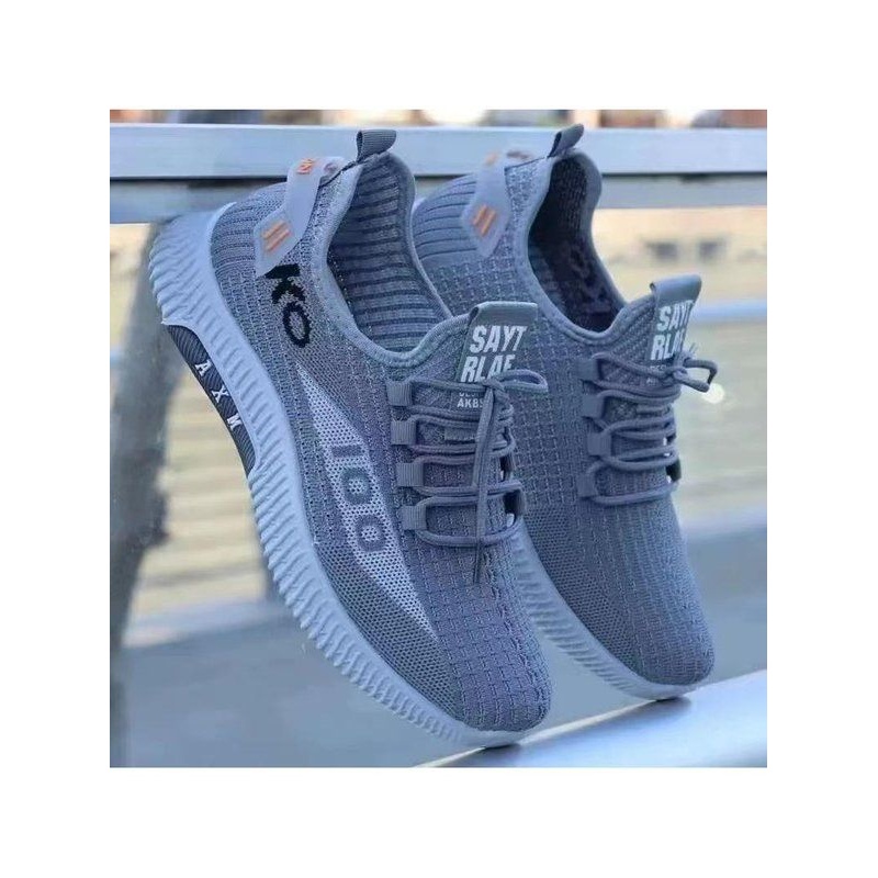 春夏新款男款一脚蹬网面飞织休闲运动鞋男士百搭透气软底懒人跑鞋