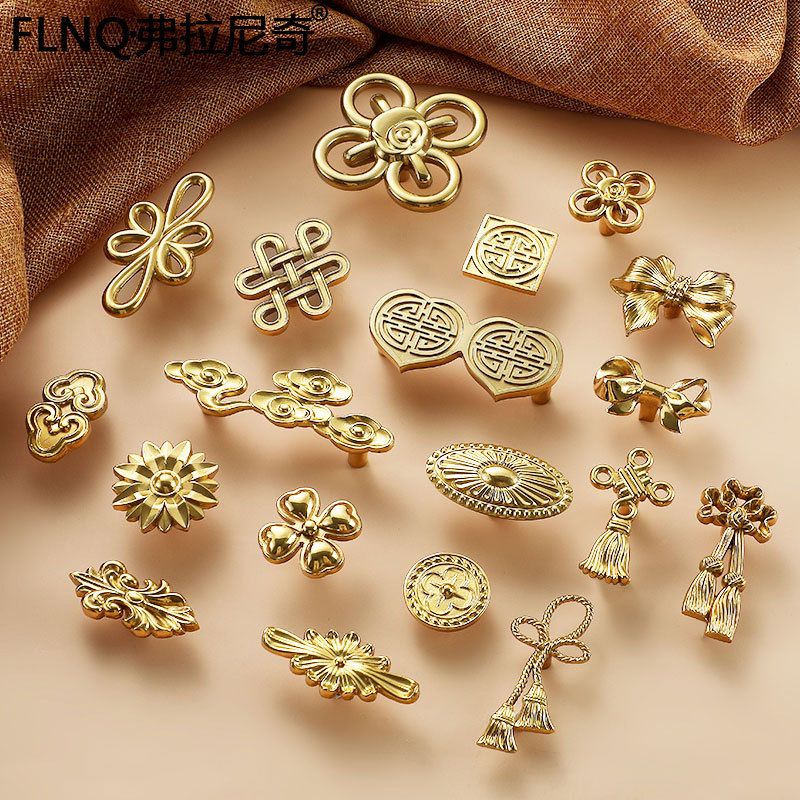 新款直销黄铜创意拉手中式个性装饰纯铜拉手欧式花型蝴蝶结衣柜门