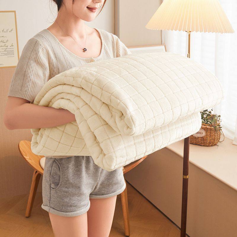 新品 方格加厚提花毛毯珊瑚绒法兰绒毯加厚盖毯礼品毯家用贸