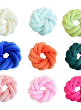 北欧风ins两股Kont球抱枕 飘窗儿童房摆件拍纯手工编织抱枕批发