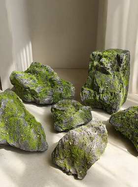 仿真泡沫石头造景庭院假山装饰青苔石苔藓假石头岩石拍摄道具摆件