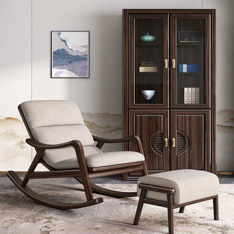 阳台休闲椅原木摇椅实木躺椅沙发木单人懒人中式新乌金椅摇摇椅全