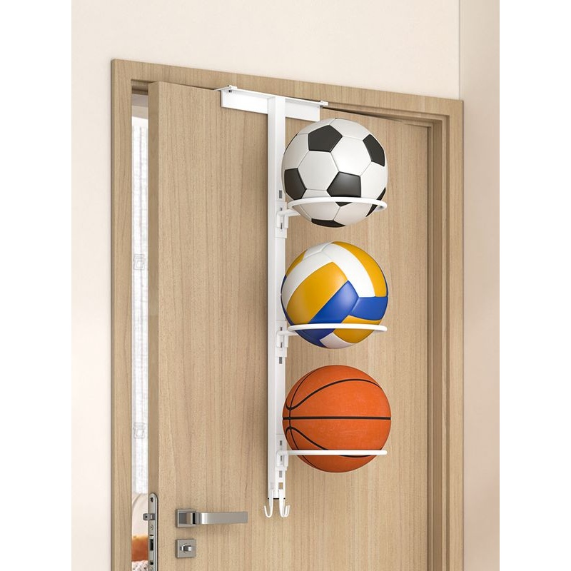 篮球储物架窗外无冲孔壁挂式门储物架框架栏杆展示足球储物桶