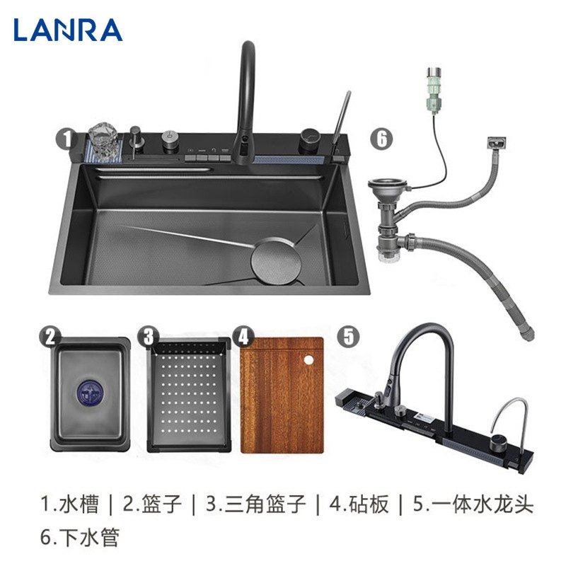鲸鱼数显水槽304纳米不锈钢蜂窝纹大单槽厨房洗菜盆米粒洗碗池,家装主材,智能水槽,淘宝优惠券,粉丝福利购,淘宝优惠卷
