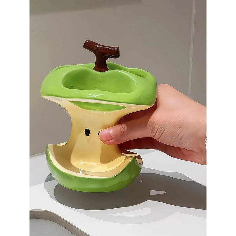 苹果核牙刷架陶瓷卫生间牙膏架置物架浴室台面洗漱台化妆刷收纳筒