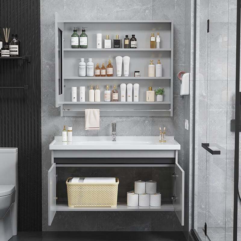 小户型卫生间户型洗漱脸盆浴室洗铝盆现代浴室柜台简约池套装太空