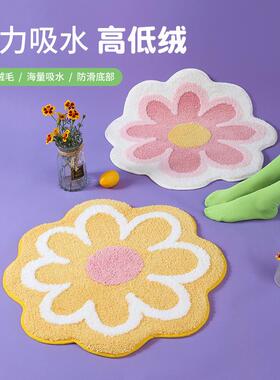 新品 TPR防滑底部ins花瓣地垫猫地毯家用卫生间门口浴室防滑垫吸