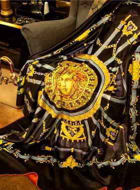 高档美式锦狐绒橙色马毛毯沙发办公室汽车午睡轻奢空调休闲毯盖毯