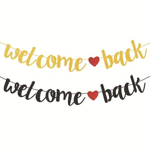 品质Welcome back欢迎回来返校季派对装饰连体字母纸拉旗横幅串旗
