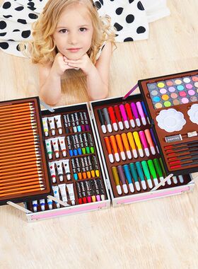 200PC画笔蜡笔马克笔绘画颜料水彩笔儿童套装学习用品小学生