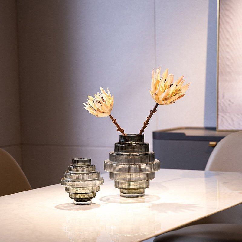 北欧风几何创意琥珀色玻璃水创意桌面客厅花家居现代装饰器花瓶培