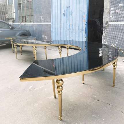 工厂批发不锈钢餐桌 酒店宴会桌子 欧式大圆桌 半圆桌 S型桌